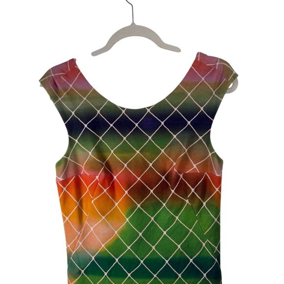 Akris Punto Abstract Geometric Knee Length Dress Cocktail Party Y2K US Womens 8 - Picture 2 of 8